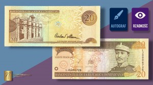 DOMINIKANA, 20 pesos 2003, autographe du créateur du nom de Czesław Słania au verso.