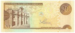 DOMINIKANA, 20 pesos 2003, autographe du dessinateur Czesław Słani au verso.