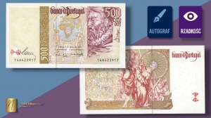 PORTUGAL, 500 escudos 1997, autograph of designer Czeslaw Slania on obverse