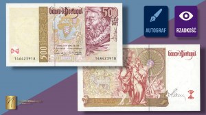 PORTUGAL, 500 escudos 1997, autograph of designer Czeslaw Slania on the reverse side