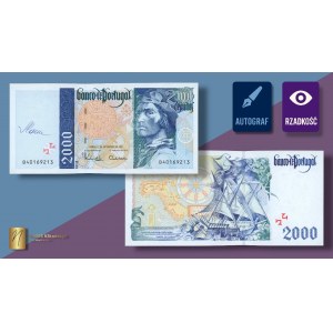 PORTUGAL, 2,000 escudos 1997, autograph of designer Czeslaw Slania on obverse