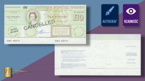 GREAT BRITAIN, postal order for £10 (pounds) with designer Czeslaw Slania's autograph on the obverse