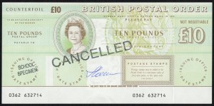 GREAT BRITAIN, postal order for £10 (pounds) with designer Czeslaw Slania's autograph on the obverse