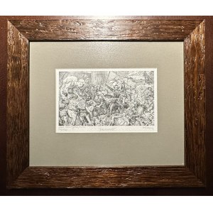 Czeslaw Slania, Battle of Grunwald, Steel engraving with designer's autograph