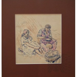 Tadeusz CIEŚLEWSKI - Ojciec (1870-1956), Posiłek na wsi