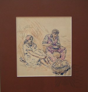 Tadeusz CIEŚLEWSKI - Ojciec (1870-1956), Posiłek na wsi