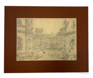 Tadeusz CIEŚLEWSKI - PADRE (1870-1956), Varsavia, veduta dallo Zapieck sul lato Dekerta della Piazza del Mercato Vecchio