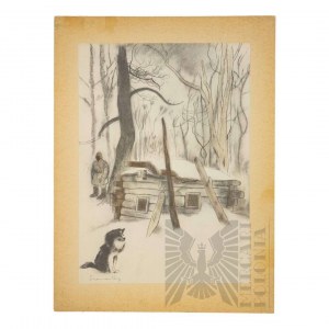 Zdzisław CZERMAŃSKI (1900 - 1970) - Lithograph from 1936 from the series Pilsudski in Siberia.
