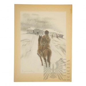 Zdzisław CZERMAŃSKI (1900 - 1970) - Lithograph from 1936 from the series Pilsudski in Siberia.
