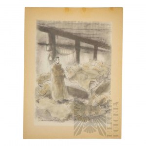 Zdzisław CZERMAŃSKI (1900 - 1970) - Litografia z 1936 roku z cyklu Piłsudski na Syberii