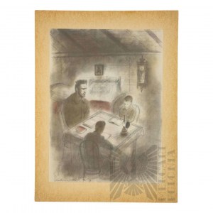 Zdzisław CZERMAŃSKI (1900 - 1970) - Litografia z 1936 roku z cyklu Piłsudski na Syberii