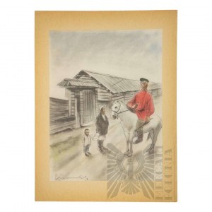 Zdzisław CZERMAŃSKI (1900 - 1970) - Litografia z 1936 roku, z cyklu Piłsudski na Syberii