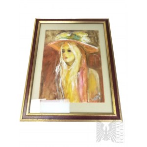 Nieznany Artysta (Sygnatura A. DUREN), Portret Kobiety w Kapeluszu
