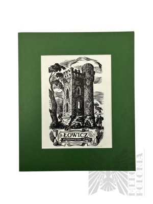 Stanisław RACZYŃSKI(1903-1982), Łowicz - Medieval tower, woodcut from the series 