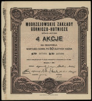 Polsko, sada: 2 x 4 akcie na doručitele po 50 zlotých, 1927, Varšava