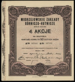 Polsko, sada: 2 x 4 akcie na doručitele po 50 zlotých, 1927, Varšava