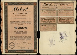 Polsko, 10 akcií po 100 zlotých = 1 000 zlotých, 1934