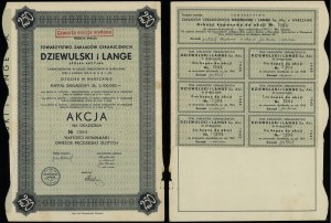 Polsko, akcie na doručitele v hodnotě 250 zlotých, 1937, Varšava
