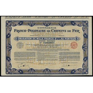 Rzeczpospolita Polska (1918-1939), obligacja na okaziciela na 6 1/2 % wartości 1.000 franków, 10.08.1931, Paryż