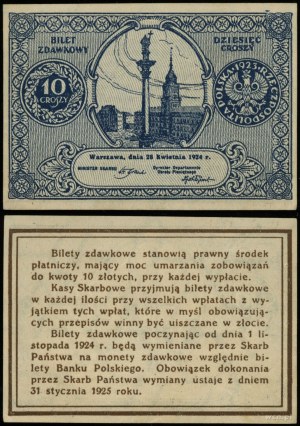 Polska, bilet zdawkowy - 10 groszy, 28.04.1924