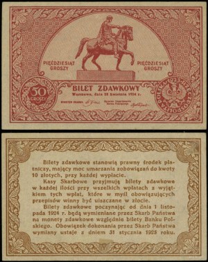 Polska, bilet zdawkowy - 50 groszy, 28.04.1924