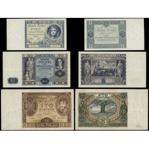 Polska, zestaw 3 banknotów, 1930-1936