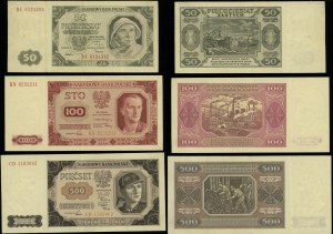 Poland, set: 50, 100 and 500 zloty, 1.07.1948