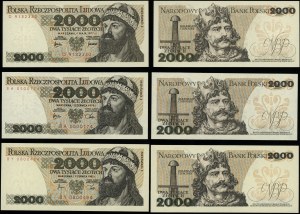 Pologne, set : 3 x 2 000 or, 1977-1982