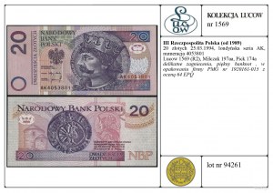 Poland, 20 zloty, 25.03.1994
