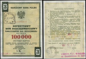 Polsko, vkladový spořicí poukaz na částku 100 000 PLN, Varšava