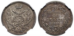 Polonia, 20 copechi = 40 grosze, 1850 MW, Varsavia