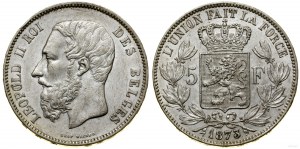 Belgio, 5 franchi, 1873, Bruxelles