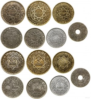 the set includes 5 mazuna 1903, 1 muzuna 1912, 50 francs 1952, 20 francs 1947, 1952, 10 francs 1947, 5 francs....