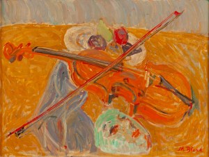 Maurice Blond (1899 Łódź - 1974 Clamart we Francji), Martwa natura ze skrzypcami i maską