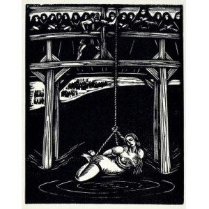 Władysław Skoczylas ( 1883 - 1934 ), Pławienie czarownicy z cyklu Klasztor i bobieta, 1923