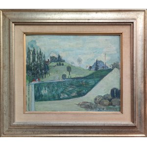 Joseph Pressmane (1904-1967), Pejzaż z domami, 1958