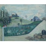 Joseph Pressmane (1904-1967), Pejzaż z domami, 1958