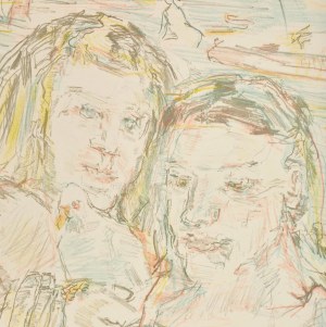 Oskar Kokoschka (1886-1980), Two girls with a pigeon, 1956