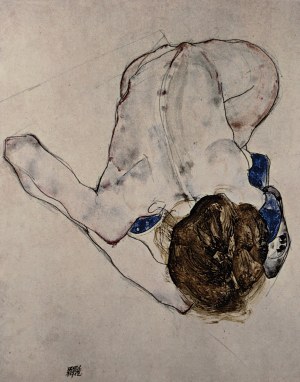 Egon Schiele (1890-1918), Nude in a red dress
