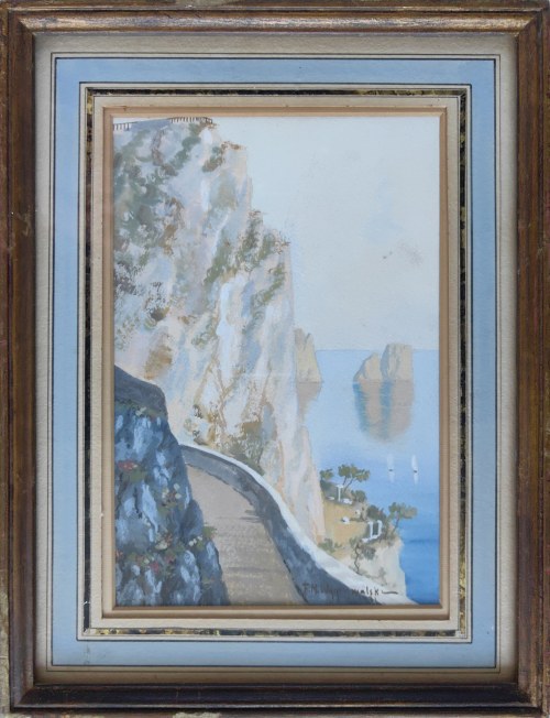 Feliks Michał Wygrzywalski (1875-1944), Widok na Faraglioni z drogi Via Krupp na Capri, 1931