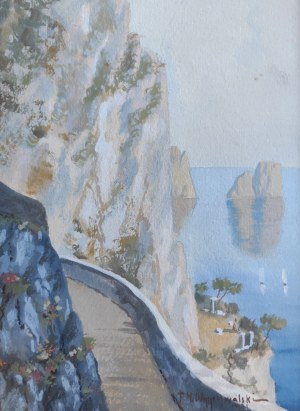 Feliks Michał Wygrzywalski (1875-1944), Widok na Faraglioni z drogi Via Krupp na Capri, 1931