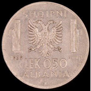 Albania. 1939 0,50 Lek R Rome Italian Occupation