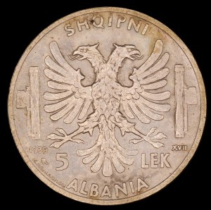 Albania. 1939 5 Lek R Rome Italian Occupation