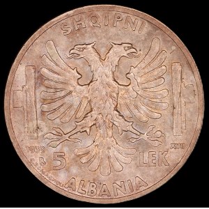 Albanien. 1939 5 Lek R Rom Italienische Besatzung