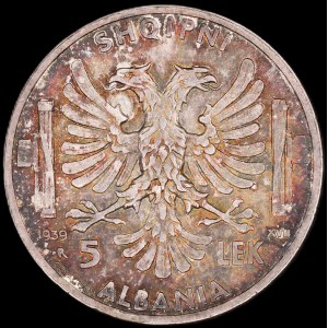 Albania. 1939 5 Lek R Rome Italian Occupation