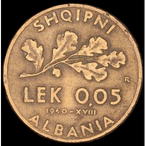 Albania. 1940 0,05 Lek R Rome Italian Occupation