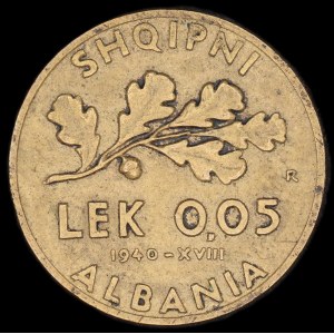 Albanie. 1940 0,05 Lek R Rome Occupation italienne