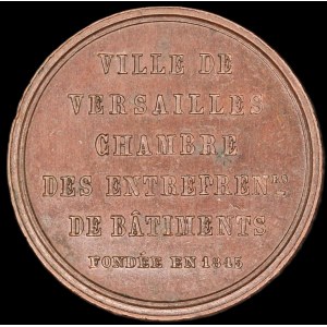 France. 1845 Versailles Chamber of Building Contractors Jeton Bronze