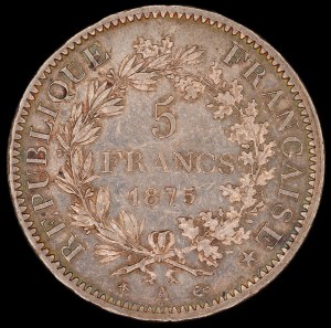 France. 1875 5 Francs A Paris