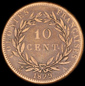 French West Indies. 1829 10 Centimes